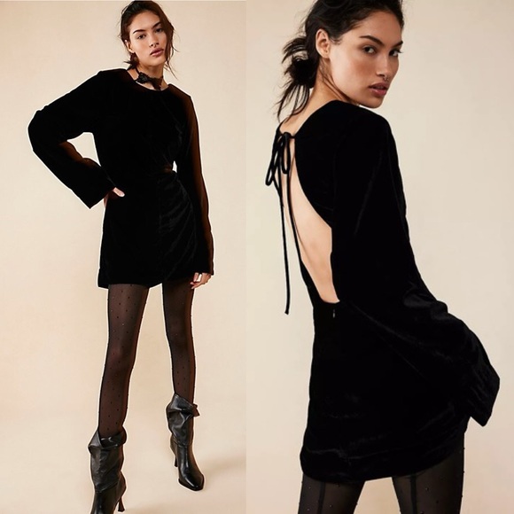 Free People Dresses & Skirts - NWOT Free People Chelsey Velvet Open Back Mini Dress